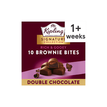 Mr Kipling Double Chocolate Gooey Brownie Bites – 10 Pack Mini Cakes